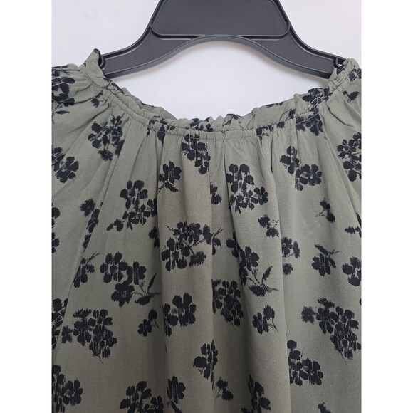 GAP Women Olive Green Floral Blouse XL / Rayon Top – Casual Vintage Style - Picture 5 of 16